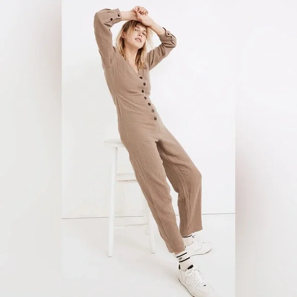 🐌NWT🐌Madewell Lightspun Stitched-Pocket Coverall Jumpsuit - Picture 2 of 7